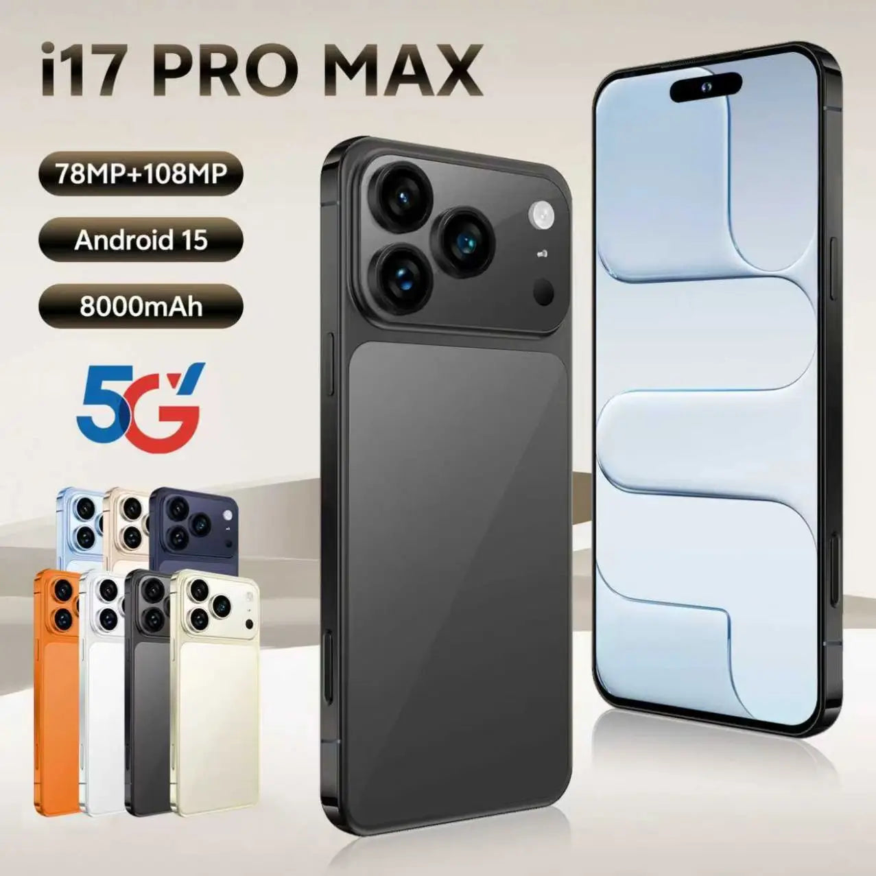 New I17 ProMax Wholesale Cheap Brand Mobile Original Phone Version Unlocked 16GB+512GB1 TB Original Low Price Dual Sim Card