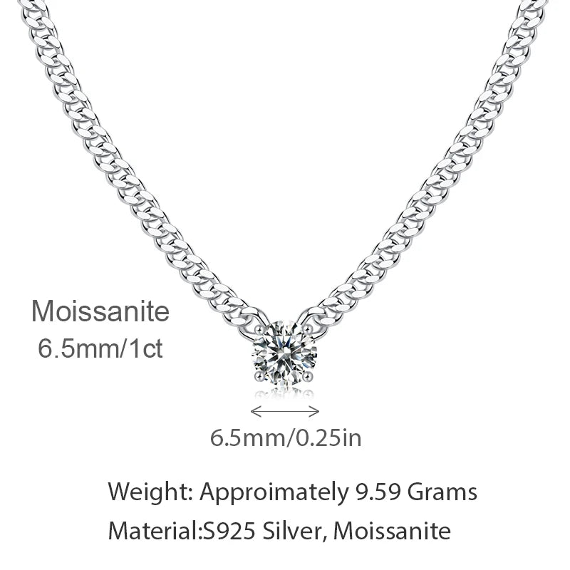Hot Selling 925 Sterling Silver Men Clavicle Chain White-Gold Moissanite Cuban Necklace Women Wholesale Jewelry Necklace