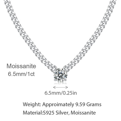 Hot Selling 925 Sterling Silver Men Clavicle Chain White-Gold Moissanite Cuban Necklace Women Wholesale Jewelry Necklace