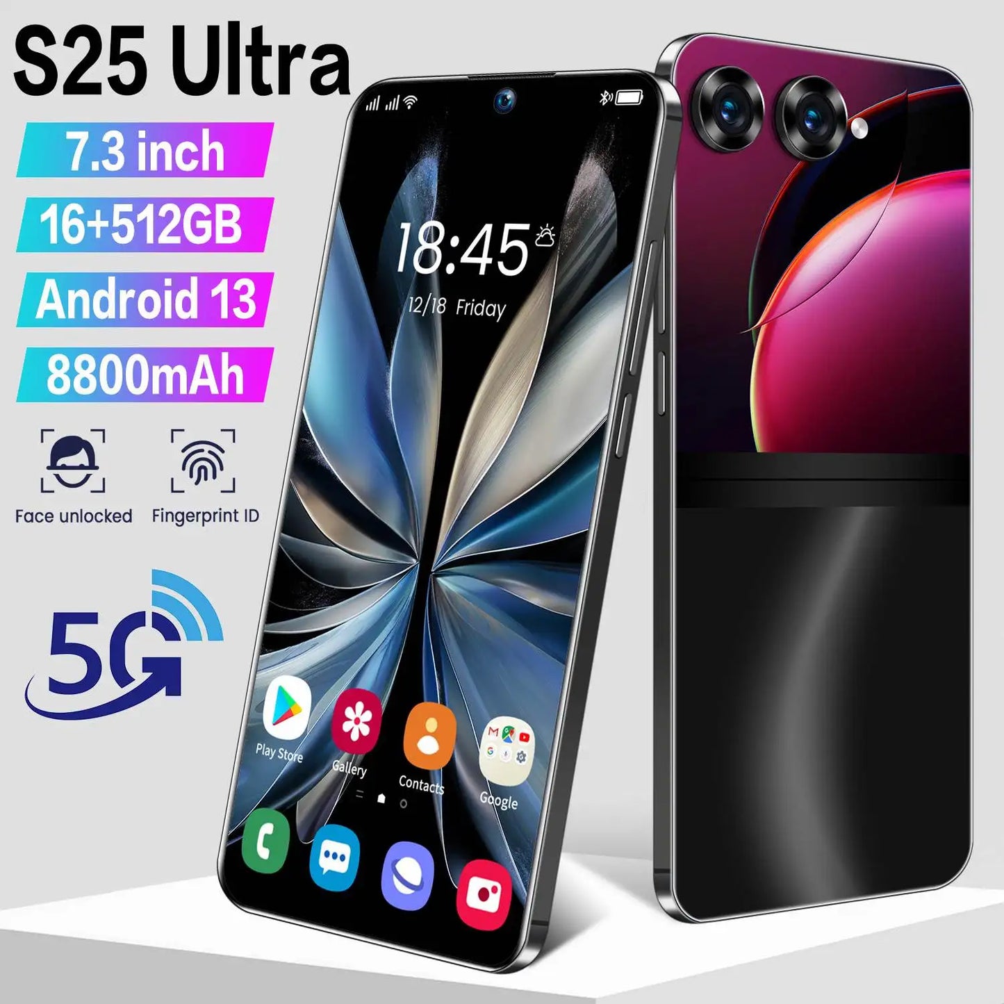 5G Phones Android 13.0 Mobile Phones Cellphone Original S25 Ultra 16GB+512GB Smartphone 7.3 Inch Unlocked Dual Card Smart Phone