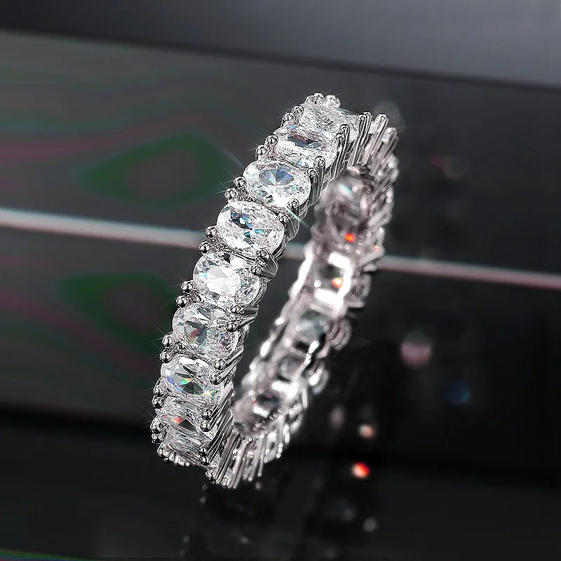 B2828 White Gold Diamond Ring Emerald Cut Natural D Color Classic Engagement Women's Jewelry