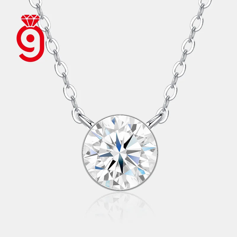 Bezel Set Solitaire 925 Sterling Silver Moissanite Necklace 4.0Mm Round Cut D Color VVS1 Daily Wear Anniversary Necklace