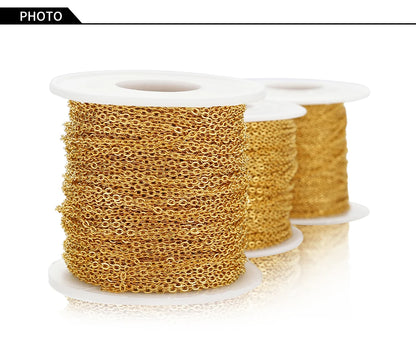 10Meters/Roll Stainless Steel Gold Chain O Shape Cross Chains for DIY Jewelry Making