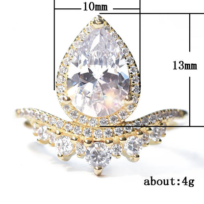 H075 Wings Cocktail Ring Women's Natural Diamond Pear Shape Pave Setting Engagement Fashion Rings
