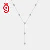 Y-Shaped Lariat 925 Sterling Silver Moissanite Station Necklace 3.0Mm Round Cut D Color VVS1 Pendant Necklace
