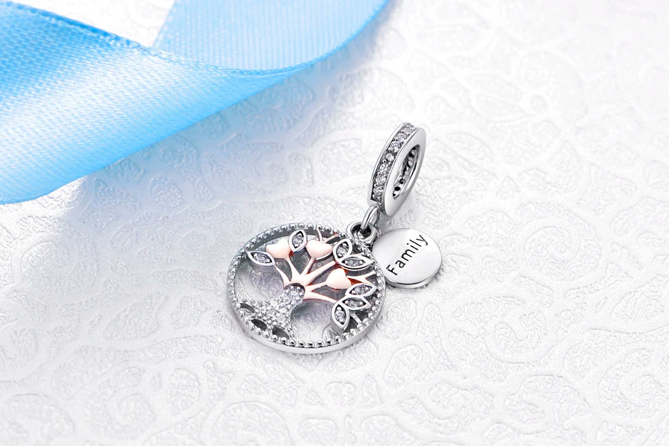 925 Sterling Silver Beads Charms Rose Gold For Jewelry Making Tree Of Life Pendant Charm Fit Brand Bracelets Necklaces