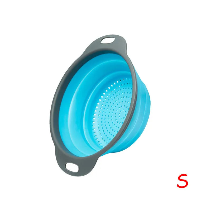 LMETJMA Round Folding Colander BPA Free Fruits Vegetables Washing Drain Basket Kitchen Colander Strainer Dishwasher Safe KC0236