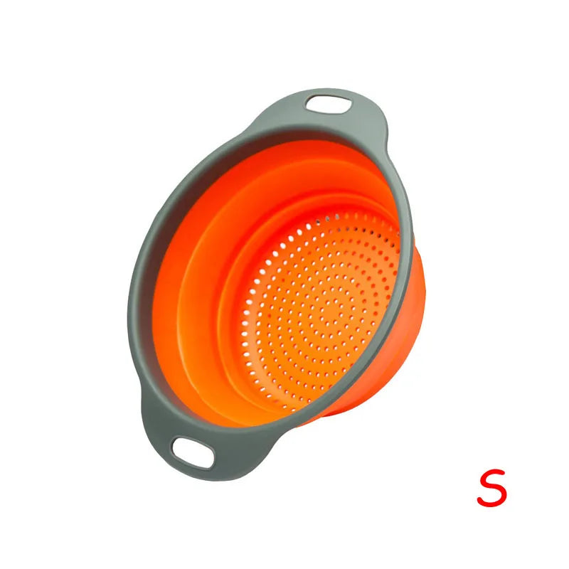 LMETJMA Round Folding Colander BPA Free Fruits Vegetables Washing Drain Basket Kitchen Colander Strainer Dishwasher Safe KC0236