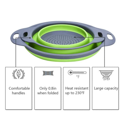 LMETJMA Round Folding Colander BPA Free Fruits Vegetables Washing Drain Basket Kitchen Colander Strainer Dishwasher Safe KC0236