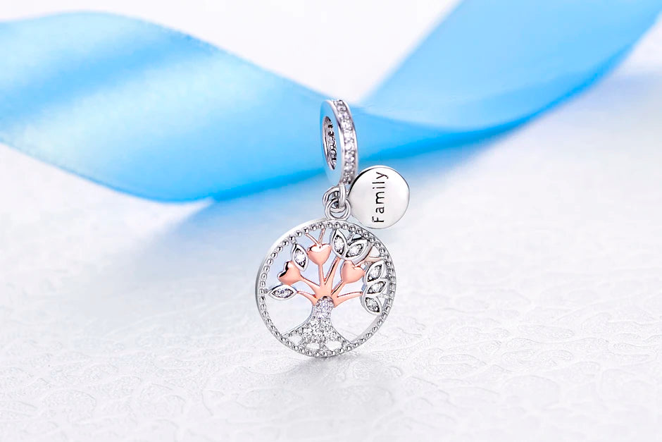 925 Sterling Silver Beads Charms Rose Gold For Jewelry Making Tree Of Life Pendant Charm Fit Brand Bracelets Necklaces