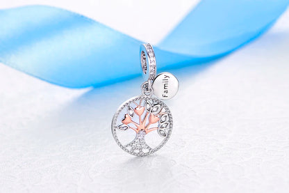 925 Sterling Silver Beads Charms Rose Gold For Jewelry Making Tree Of Life Pendant Charm Fit Brand Bracelets Necklaces