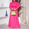 Plus Size Green Short Sleeve Button Down Shirt Maxi Dress for Women