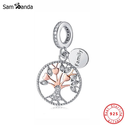 925 Sterling Silver Beads Charms Rose Gold For Jewelry Making Tree Of Life Pendant Charm Fit Brand Bracelets Necklaces