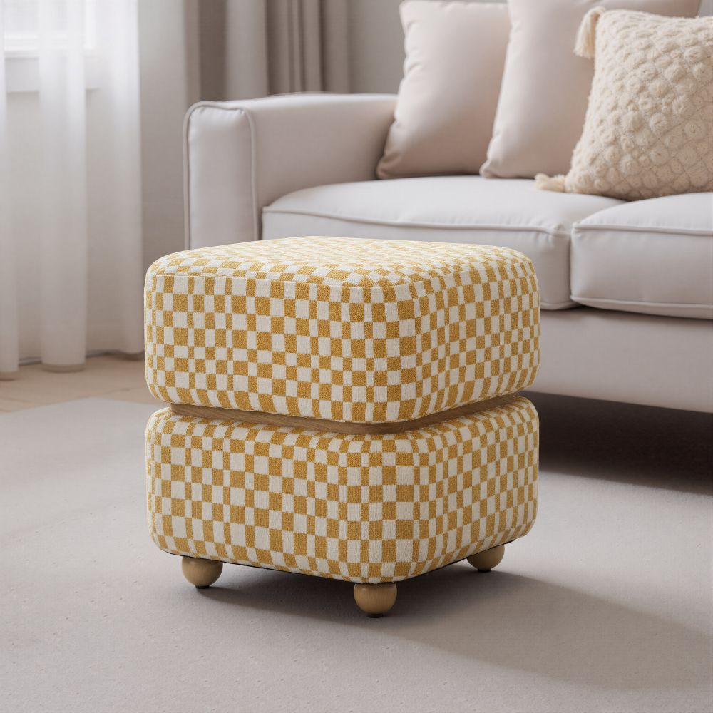 Haki Multicolor Fabric Ottoman