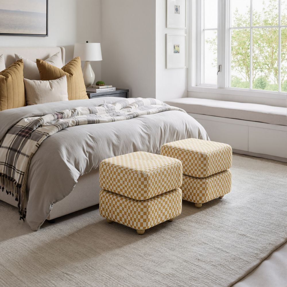 Haki Multicolor Fabric Ottoman