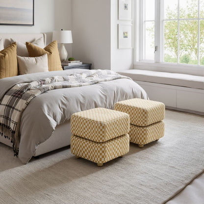 Haki Multicolor Fabric Ottoman