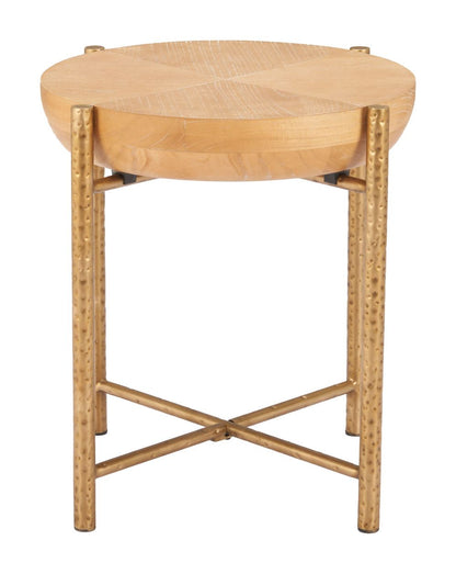 Halva Natural Wood Top Round Side Table