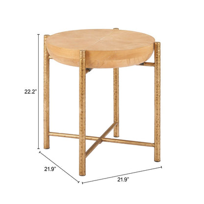 Halva Natural Wood Top Round Side Table