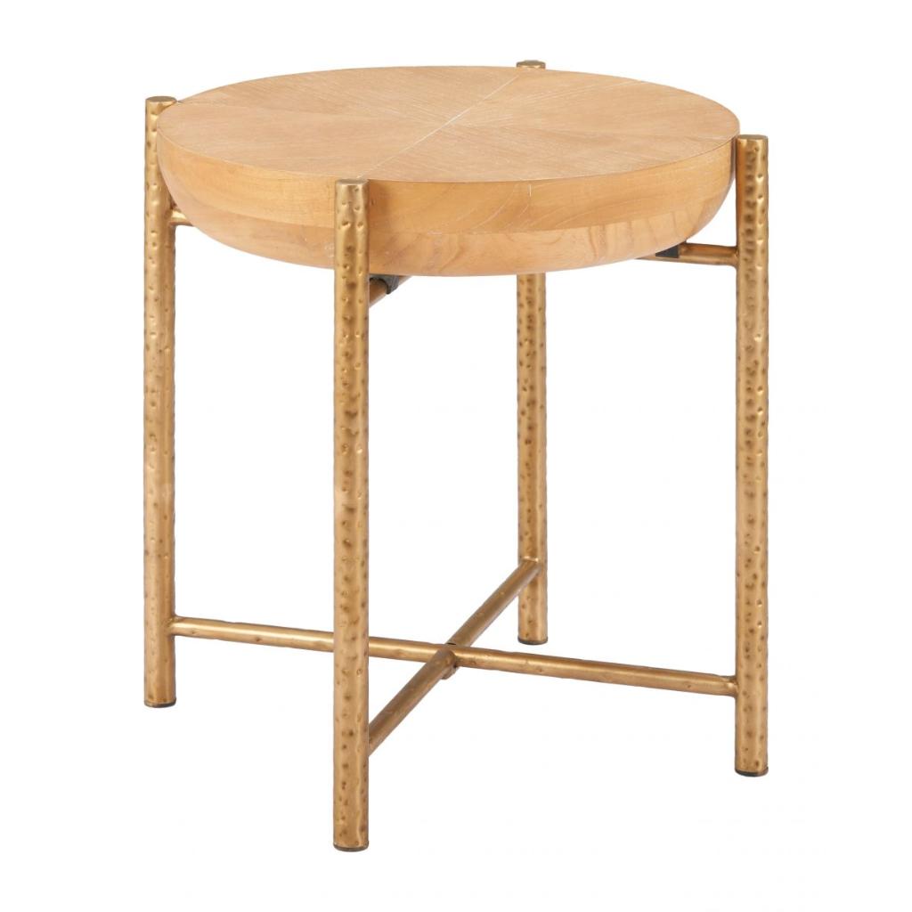 Halva Natural Wood Top Round Side Table