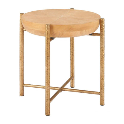 Halva Natural Wood Top Round Side Table