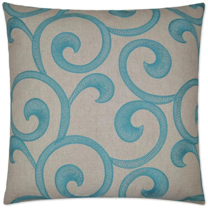 Hampton Scroll Blue Throw Pillow With Insert