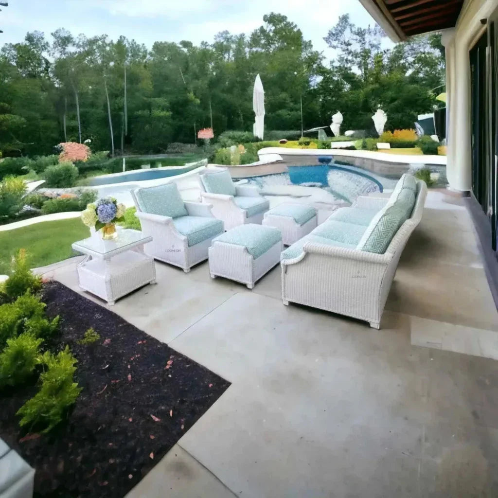 Hamptons Outdoor Furniture Wicker Large Ottoman