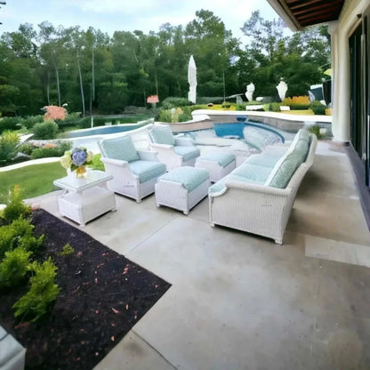 Hamptons Outdoor Furniture Wicker Large Ottoman