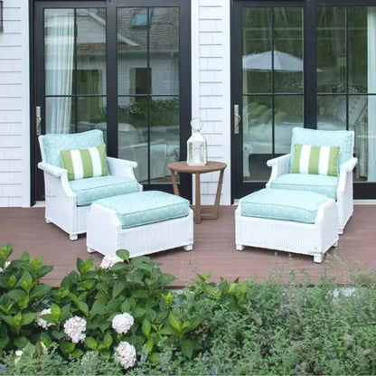 Hamptons Outdoor Wicker Lounge Chair with Ottoman Set