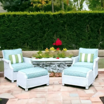 Hamptons Outdoor Wicker Lounge Chair with Ottoman Set