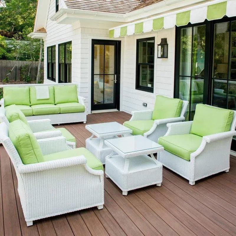 Hamptons Outdoor Wicker Lounge Chair Set With Table Set