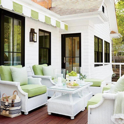 Hamptons Outdoor Wicker Lounge Chair Set With Table Set
