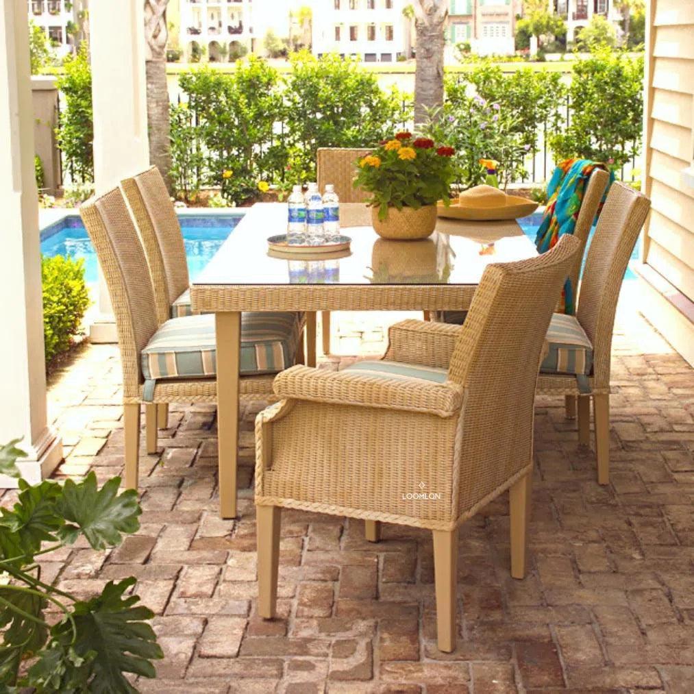 Hamptons Outdoor Wicker Dining Table Set 6PC