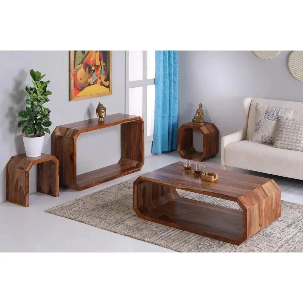 Haveril Wooden Geomatric Side Table