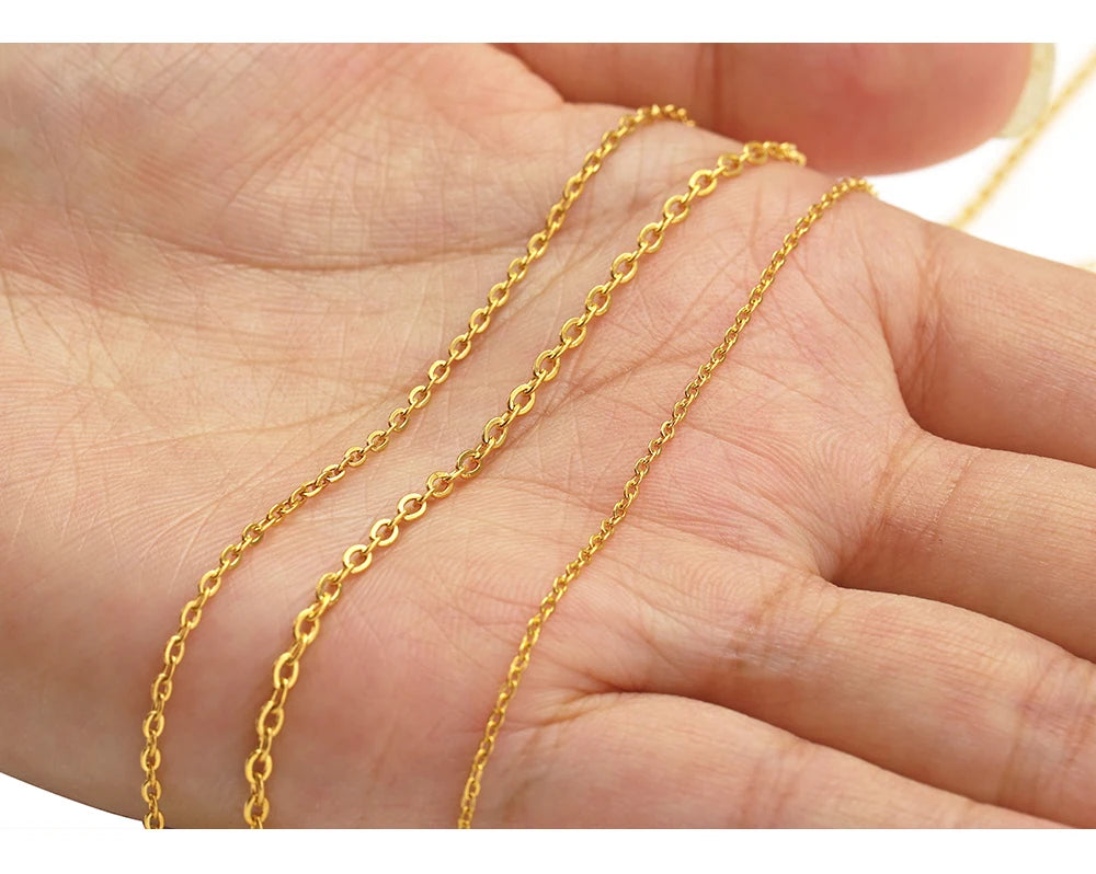 10Meters/Roll Stainless Steel Gold Chain O Shape Cross Chains for DIY Jewelry Making