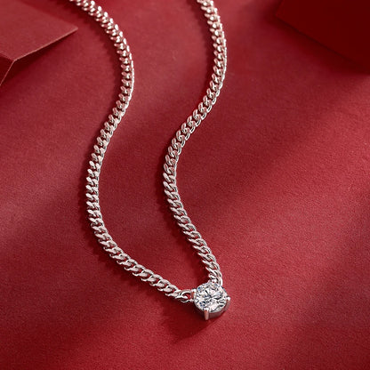 Hot Selling 925 Sterling Silver Men Clavicle Chain White-Gold Moissanite Cuban Necklace Women Wholesale Jewelry Necklace