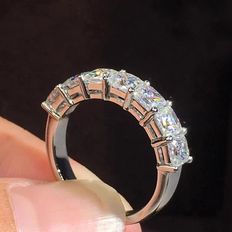 T0081 Princess Cut Natural D Color White Gold Women's Classic Engagement Ring