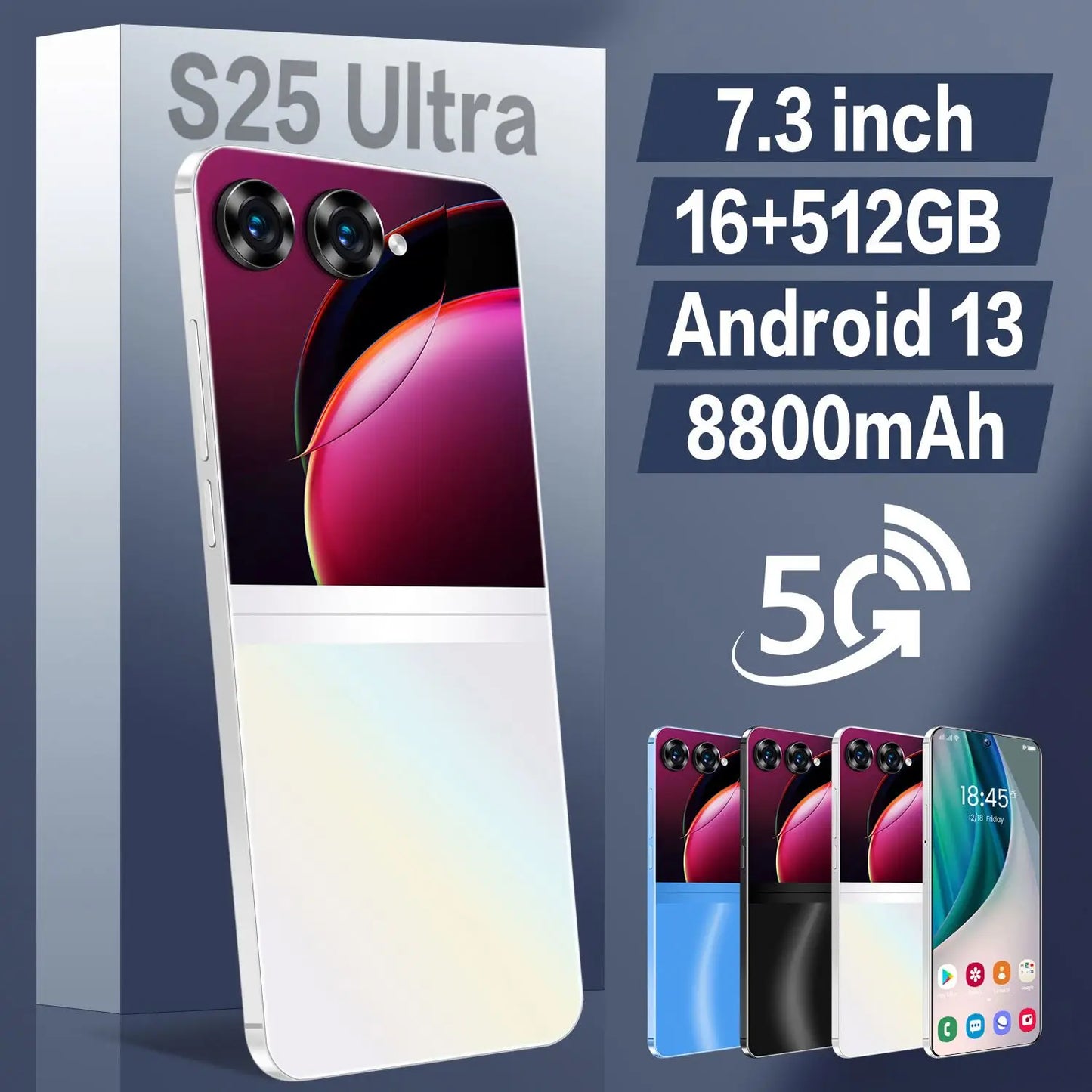 5G Phones Android 13.0 Mobile Phones Cellphone Original S25 Ultra 16GB+512GB Smartphone 7.3 Inch Unlocked Dual Card Smart Phone