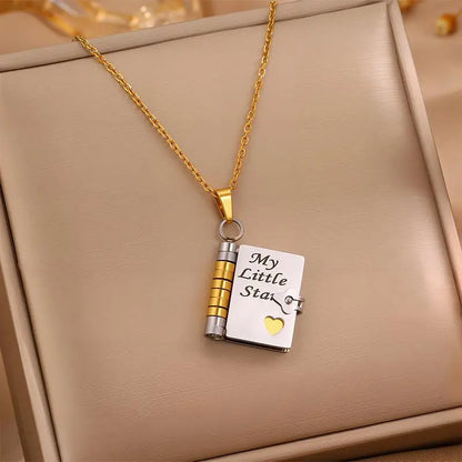 My Little Star Book Necklace for Daughter Son Letter Birthday National Sisters Day Gift