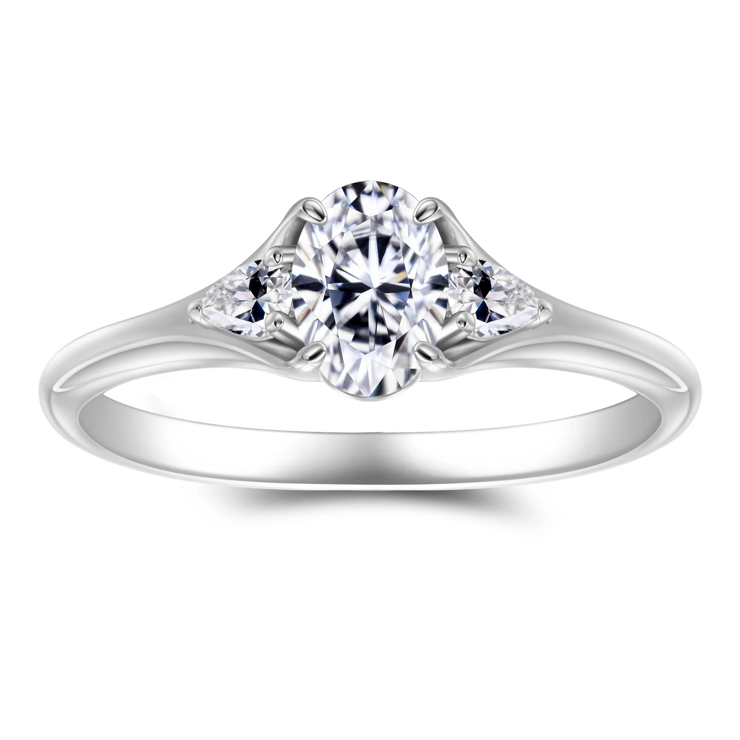 1CT White D VVS Moissanite Ring 925 Sterling Silver 18k White Gold Plated Moissanite Diamond Ring  for Women Anniversary Gift