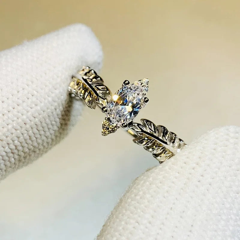 Q277 White Gold Marquise Cut Diamond Ring Natural G Color Women's Romantic Engagement Ring