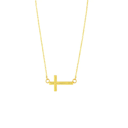 White Gold Cross Pendant Necklace with Engraved Prayer Christian Religious Jewelry Gold Plated for Everyday Wear Unisex