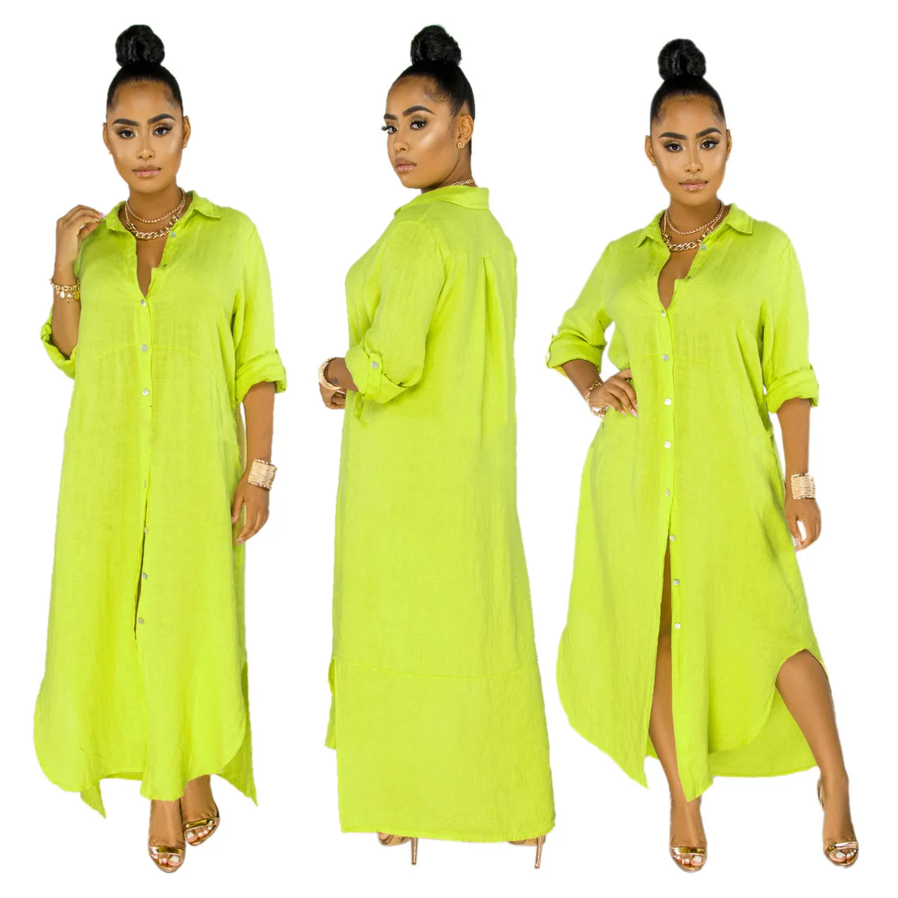 YP Hot Selling Casual Woman Long Dress Fall Fashion Printed Shirt Dress for Women Woven Eco-Friendly Button Decorated Washable