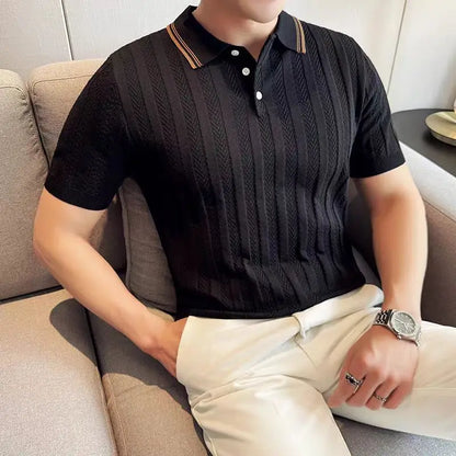 Support Customization of One Item Summer Fashion Solid Color Button Collar Men's Polo Cool Trendy Men's Short Sleeved Polo Shirt