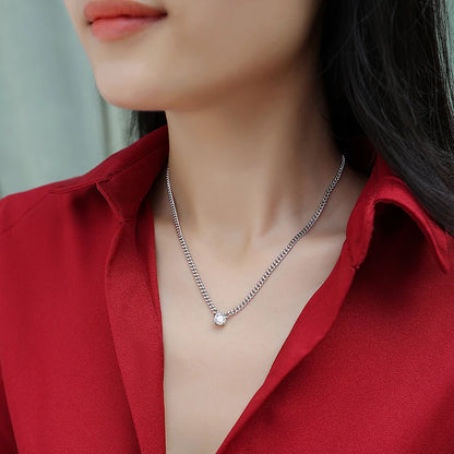 Hot Selling 925 Sterling Silver Men Clavicle Chain White-Gold Moissanite Cuban Necklace Women Wholesale Jewelry Necklace