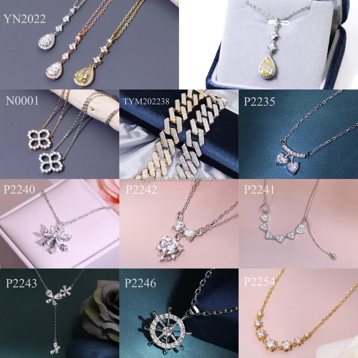 Tianyu Gems 18K Thick Gold Plated Necklace Mossanite 1 Carat 6.5mm DF VVS Round White Moissanite Silver Heart Pendant Necklace