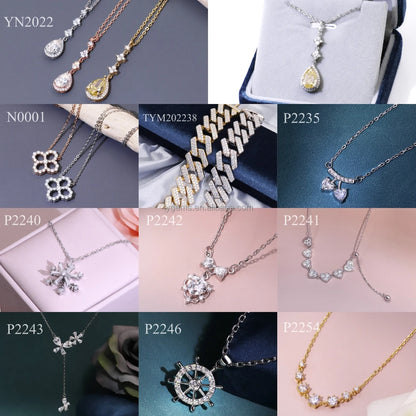 Tianyu Gems 18K Thick Gold Plated Necklace Mossanite 1 Carat 6.5mm DF VVS Round White Moissanite Silver Heart Pendant Necklace