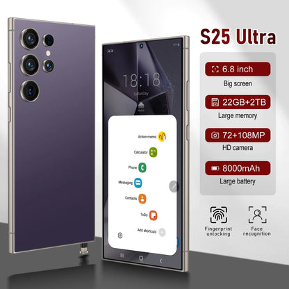 22G+2TB S25 Ultra Factory Price Big Screen Version Android 5G Smartphone Dual-SIM HD Unlocked Phones Built-in Pen 108MP