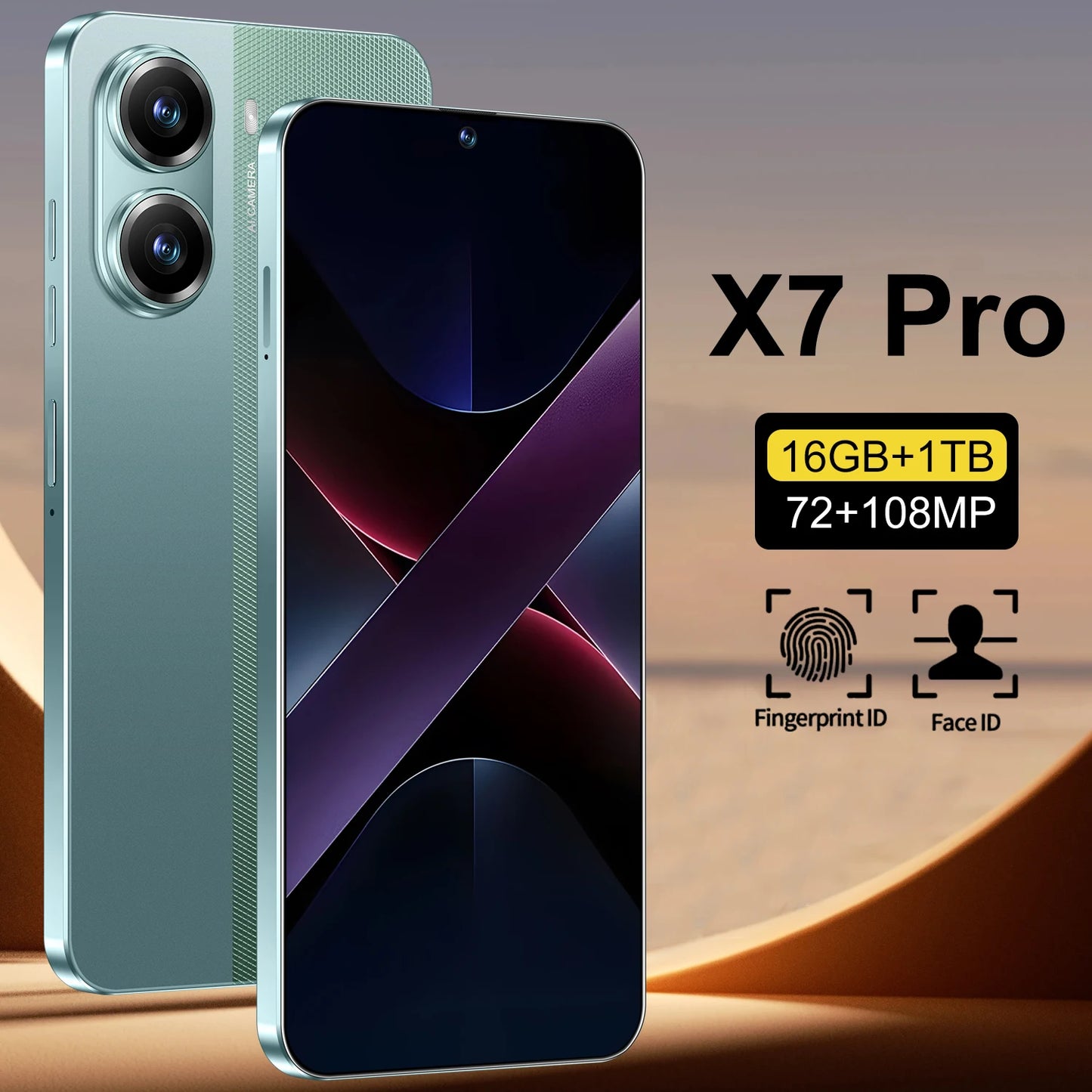 Real High Quality X7 Pro 16+1TB Smartphone Hot Selling 7.3 Inch Big Screen Cheap Android 14 Cellphones Smart Phones