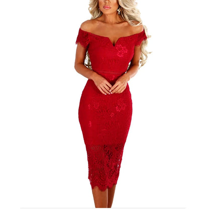 Fashion Elegant Lace Evening Wedding Party Dress for Women 2023 Summer Sexy Hollow Out Office Ladies Bodycon Dresses