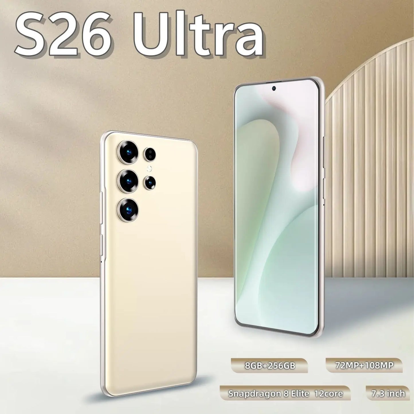 Sell at the Lowest Price Factory Price S26 Ultra Smartphone 8GB+256GB Unlocked Dual Card 7.3 Inches Screen Mobile Phones